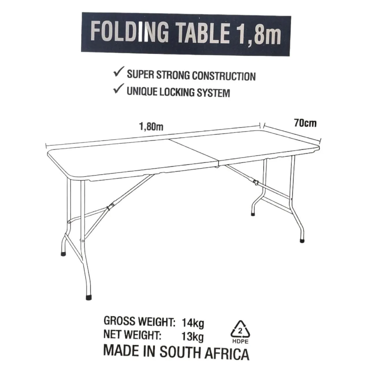 1.8m Folding Trestle Plastic Table 6ft Grey