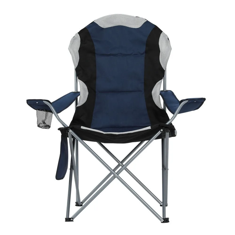 2X Camping Chairs Folding Arm Chair Portable Camping Garden Fishing