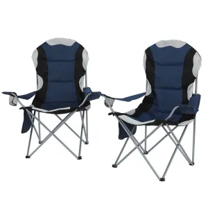 2X Camping Chairs Folding Arm Chair Portable Camping Garden Fishing