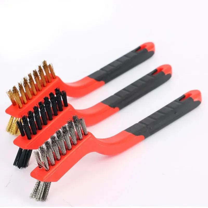 3 Piece Mini Brush Set for Gas Hood Grease and Stain Removal Cooktop Cleaning Tools with Steel Wire