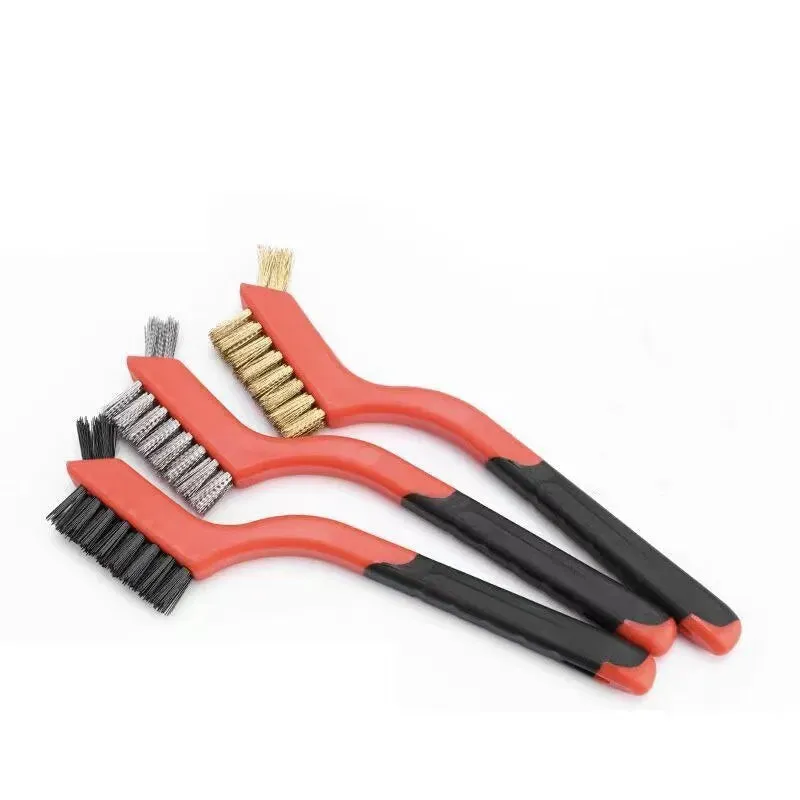 3 Piece Mini Brush Set for Gas Hood Grease and Stain Removal Cooktop Cleaning Tools with Steel Wire