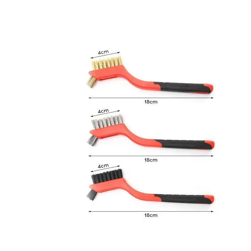 3 Piece Mini Brush Set for Gas Hood Grease and Stain Removal Cooktop Cleaning Tools with Steel Wire