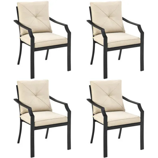 4 Pieces Outdoor Dining Set with Removable Cushions and Rustproof Steel Frame