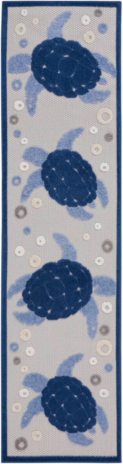 Aloha Navy Blue Coastal, Nautical & Beach Indoor/Outdoor Rug