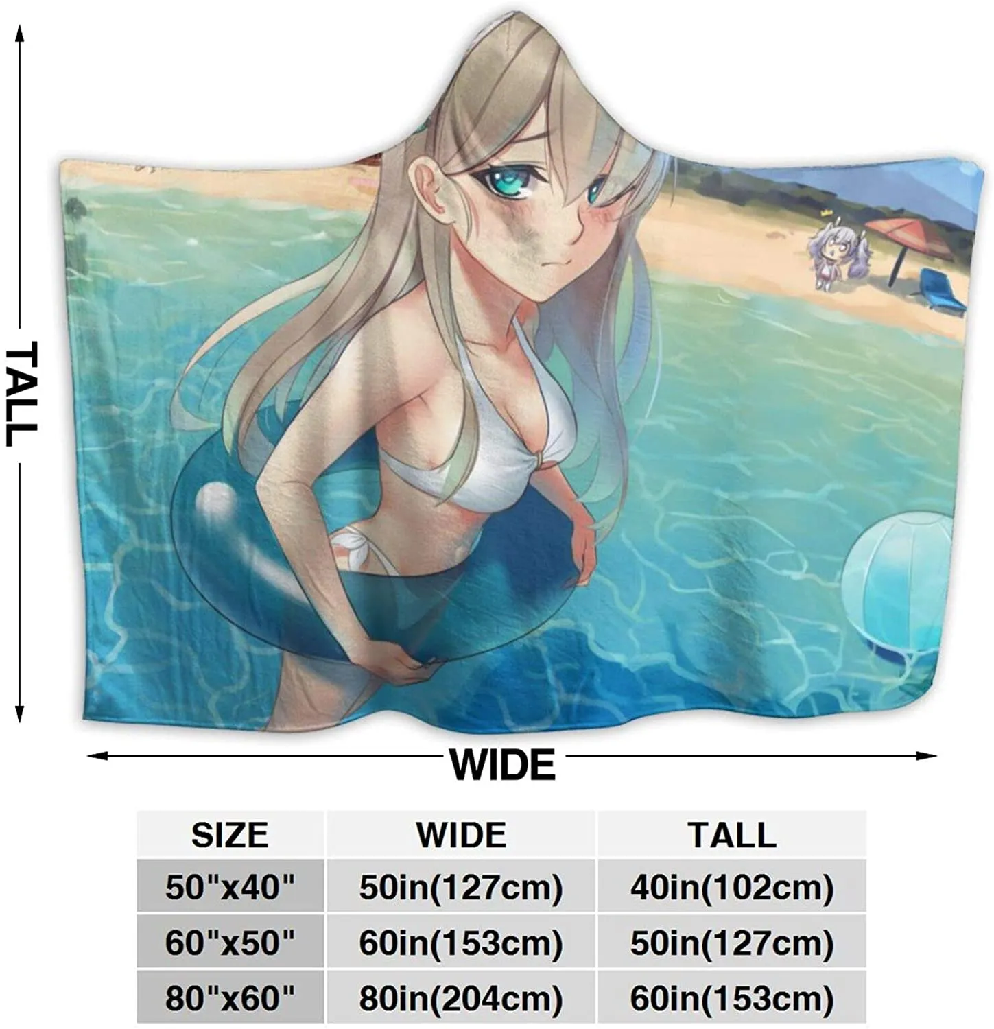 Anime Azur Lane Hooded Blanket - Flannel Throw Blanket