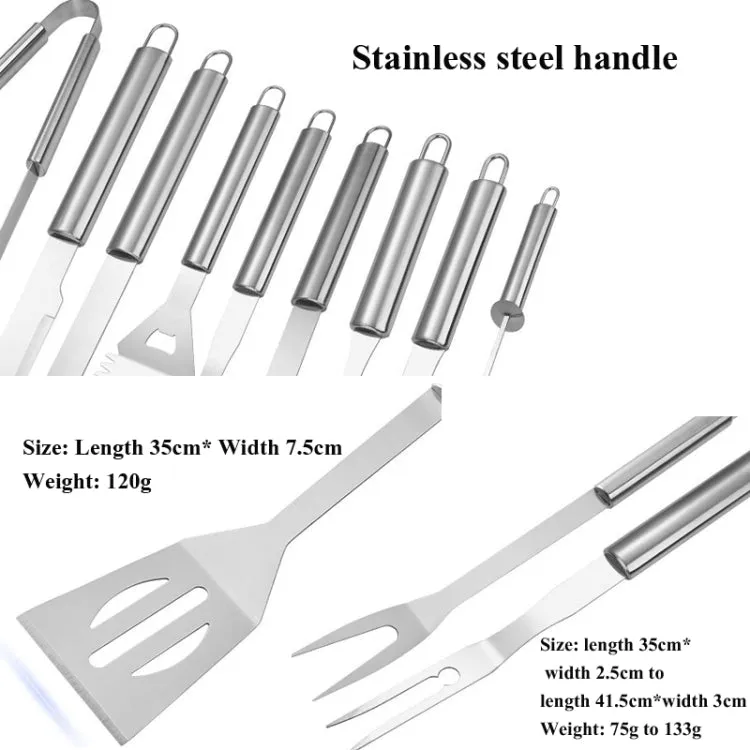 Barbecue Combination Tool Set Aluminum Box Stainless Steel Grill Set, 10 in 1