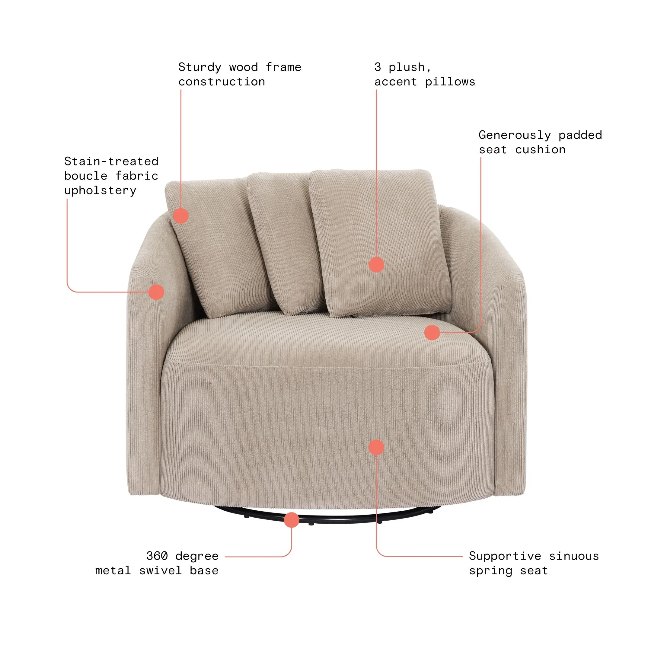 Beautiful Drew Chair by Drew Barrymore, Fawn Cord