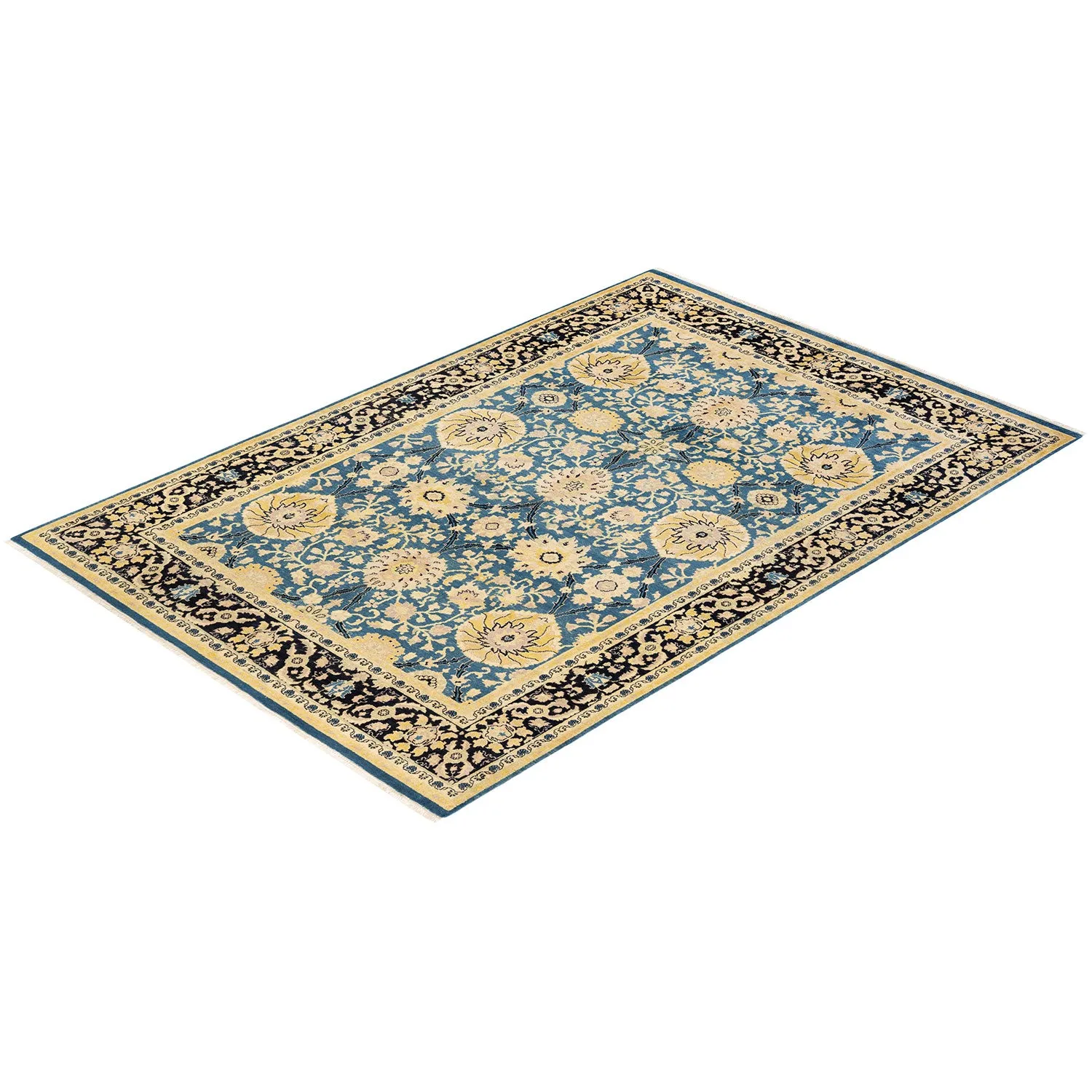 Blue Traditional Wool Rug - 6'1" x 8'8"