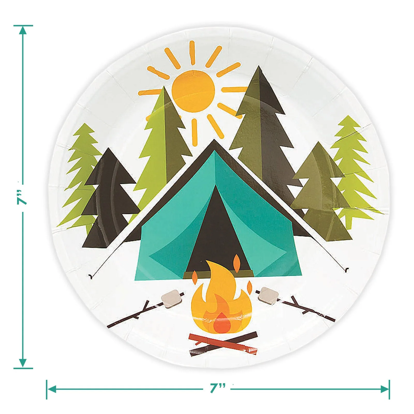 Camping Party Tent Adeventure Paper Dessert Plates and Take a Hike Napkins (Serves 16)