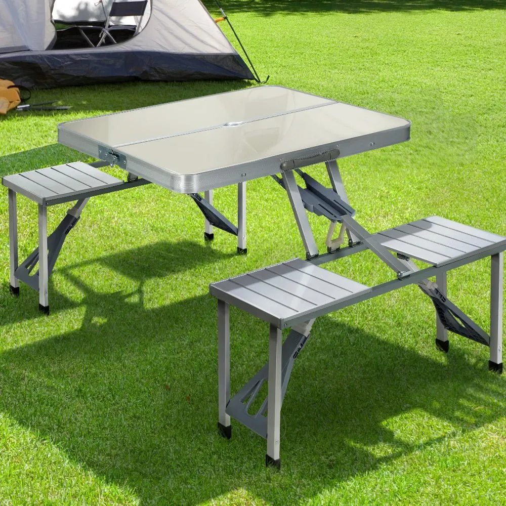 Camping Table with Chairs Folding Outdoor Picnic Beach BBQ 85CM