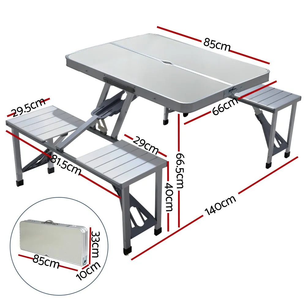 Camping Table with Chairs Folding Outdoor Picnic Beach BBQ 85CM
