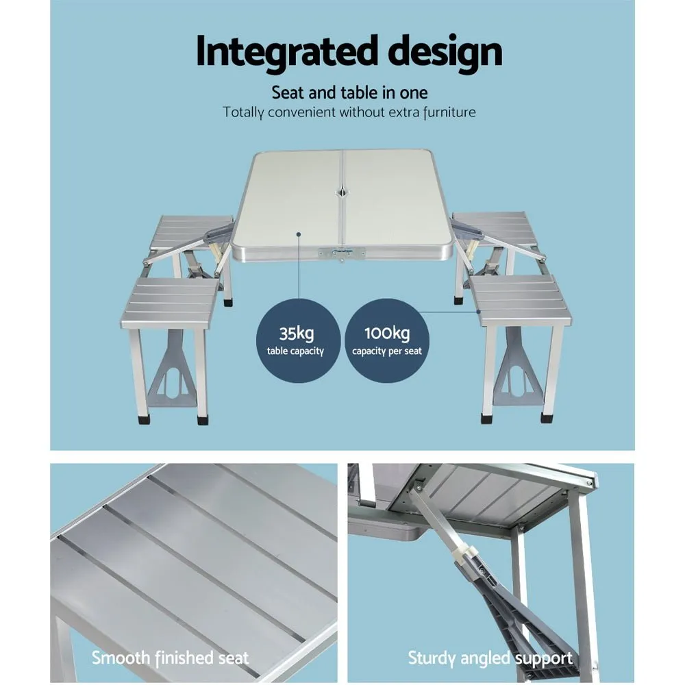 Camping Table with Chairs Folding Outdoor Picnic Beach BBQ 85CM