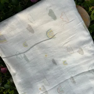 Chasing Rainbows Muslin Baby Blanket (Two-Layer Dohar),GOTS Certified,90x120 Cms