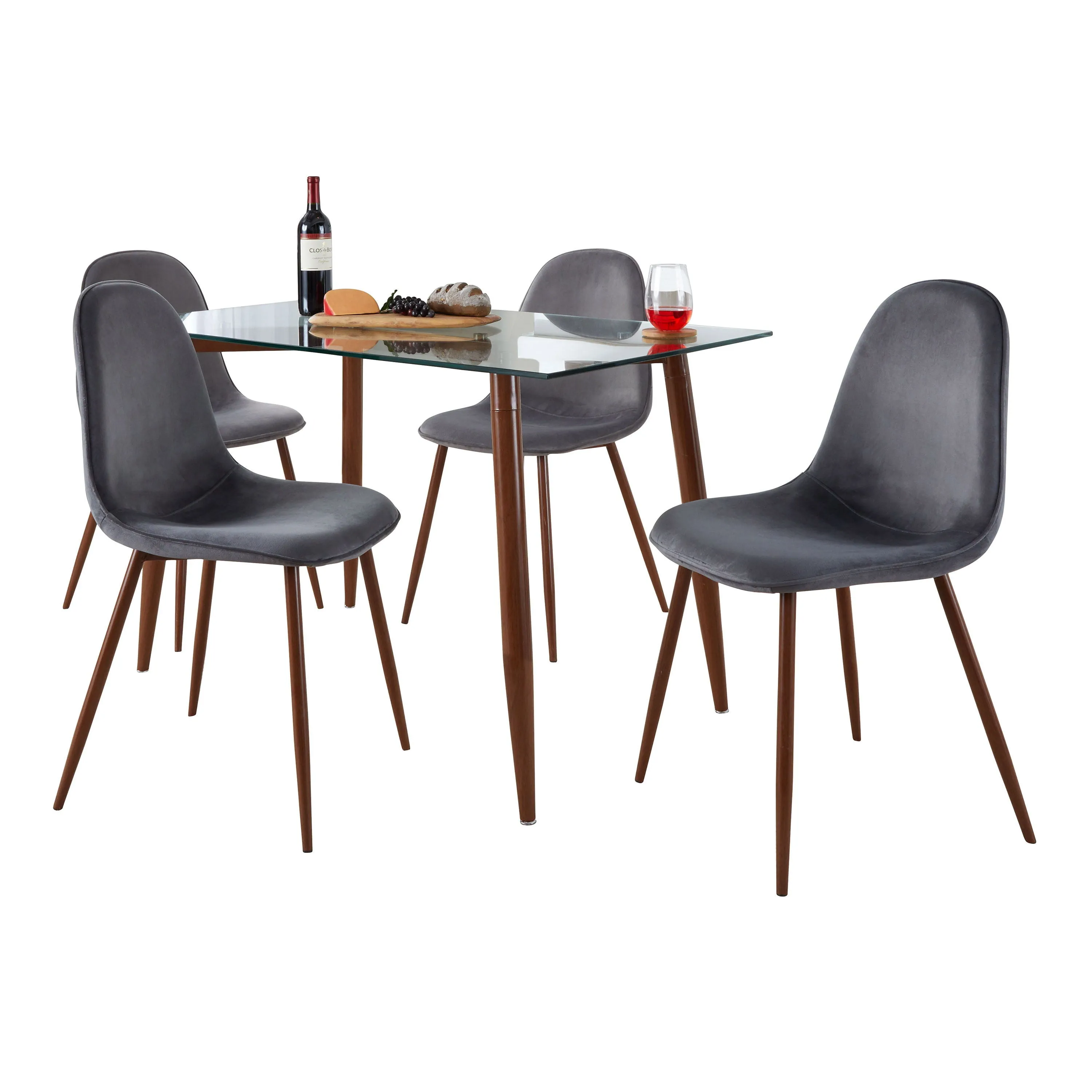 Clara Pebble - 5 Piece Mid-Century Modern Dining Set by Couch.com