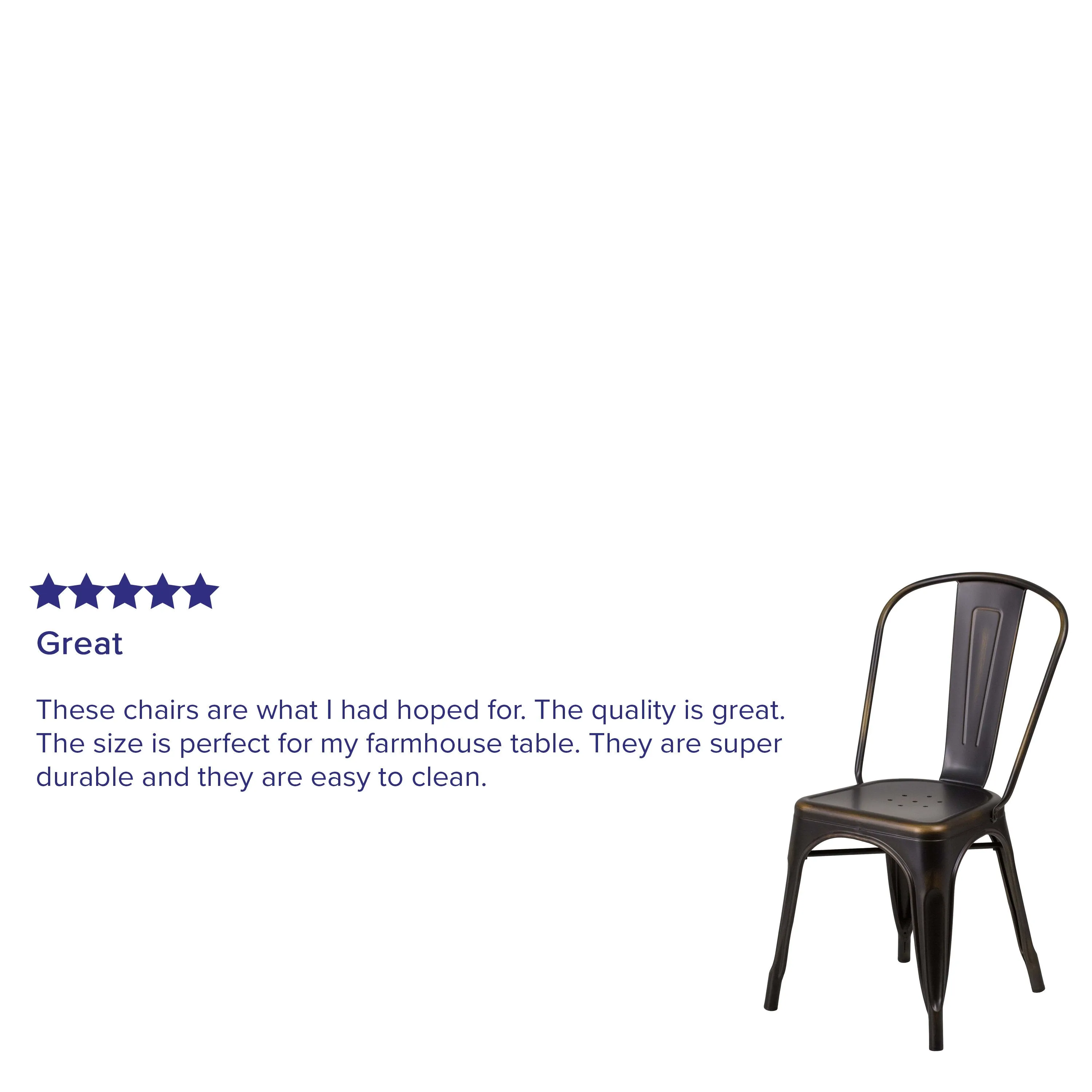 Commercial Grade Distressed Metal Indoor-Outdoor Stackable Chair