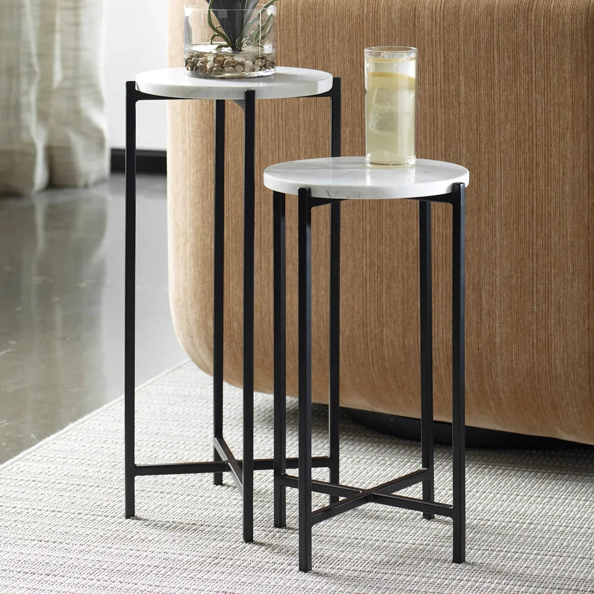 Concord 2-piece Marble Nesting Side Tables