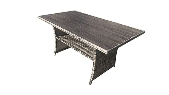 Duoyes Wicker Outdoor Table, Embedded-PS-Top Dining Table in Steel Frame