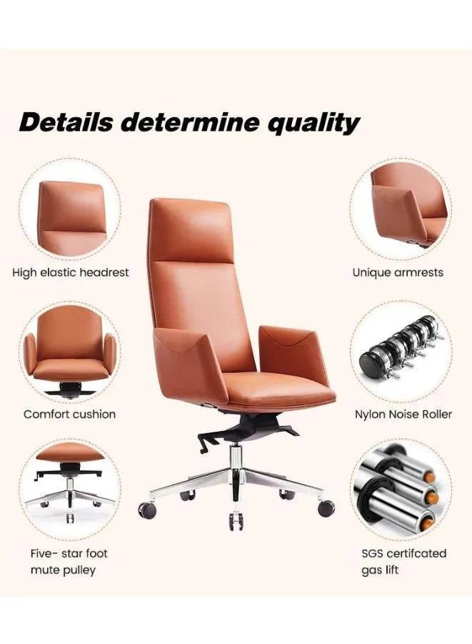 Executive Ergonomic Office Luxury Swivel Leather Chair with Headrest