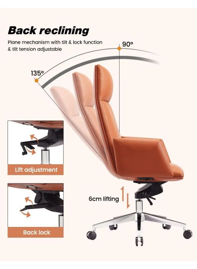 Executive Ergonomic Office Luxury Swivel Leather Chair with Headrest