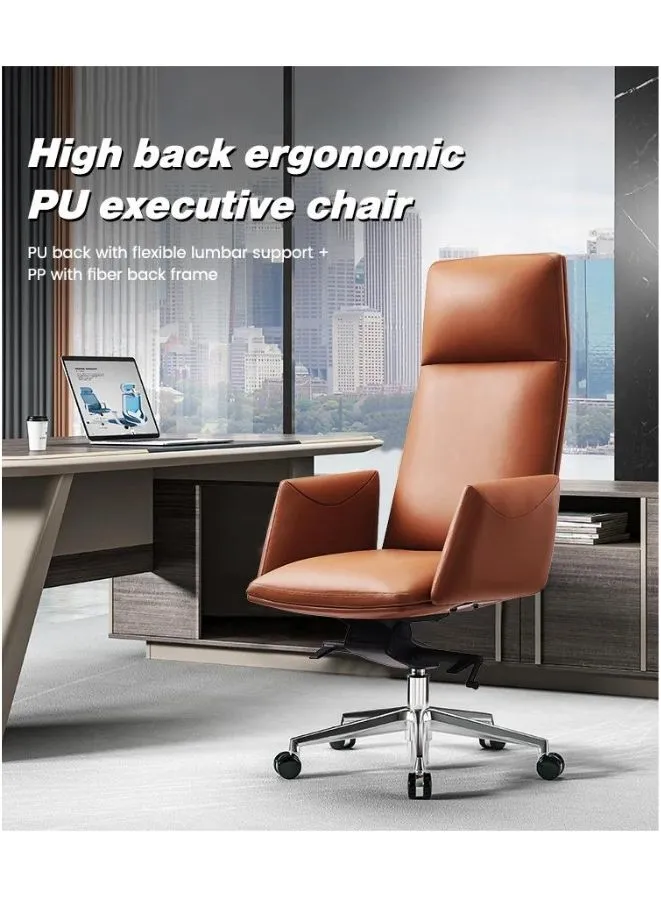 Executive Ergonomic Office Luxury Swivel Leather Chair with Headrest