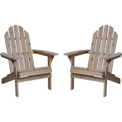 Fir Wood Unfinished Adirondack Chairs - Twin Pack