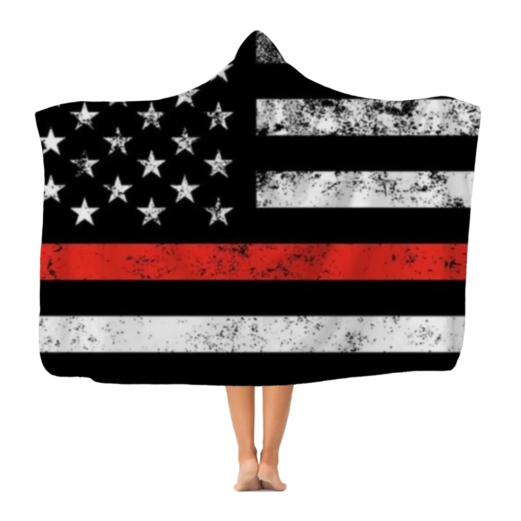 Firefighters Red Lives Firefighter Flag Premium Adult Hooded Blanket
