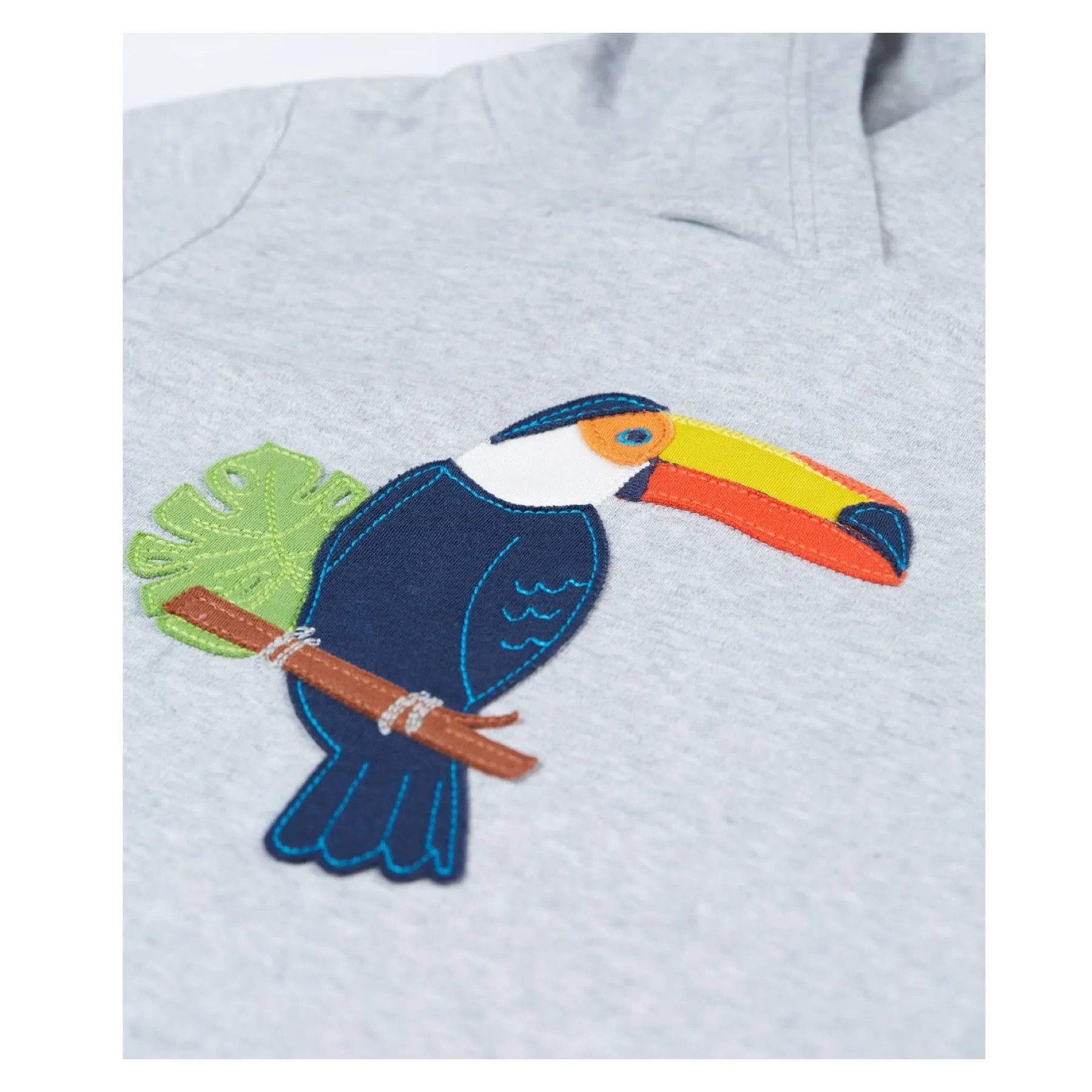 Frugi Campfire Hooded Top Grey Marl/Toucan
