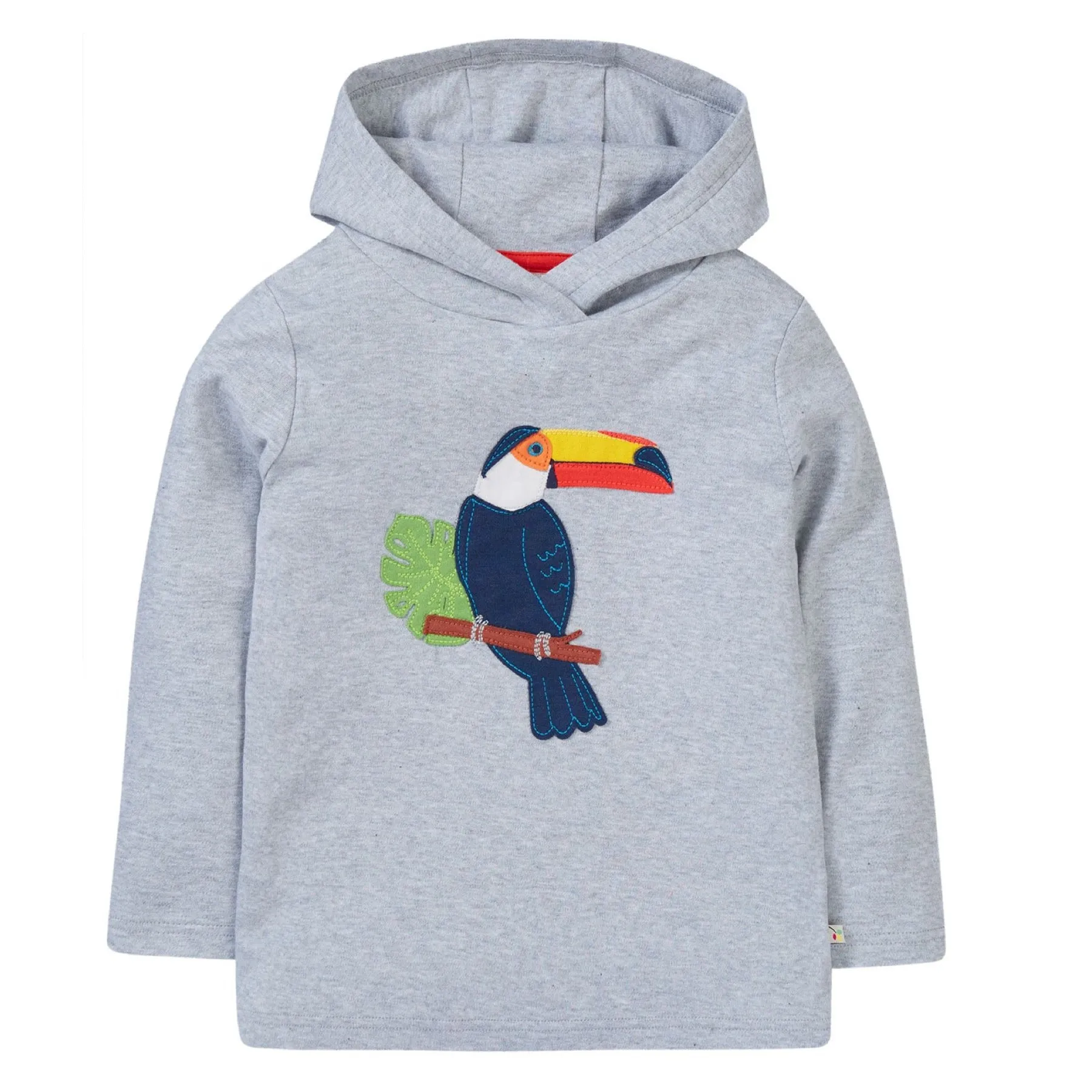 Frugi Campfire Hooded Top Grey Marl/Toucan