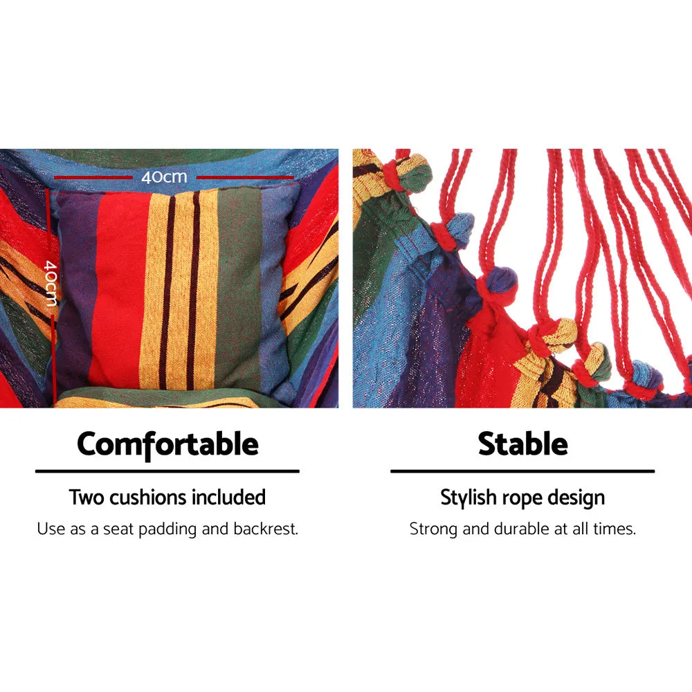 Hammock Chair Outdoor Camping Hanging with Steel Stand - Rainbow