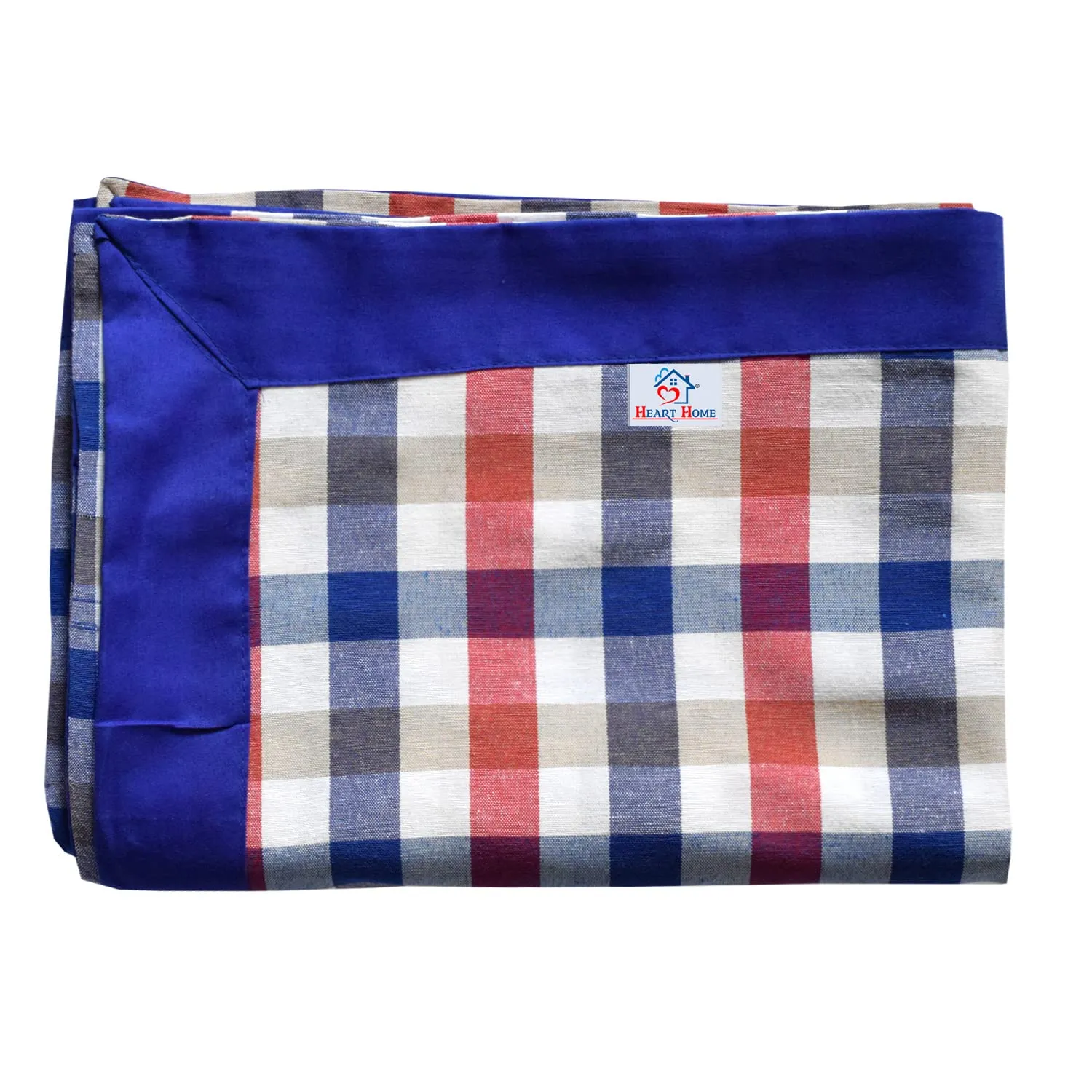Heart Home Check Print Cotton Dining Table Cover/Table Cloth for Home Decorative Luxurious 6 Seater, 60"x90" (Blue) 54HH4270.