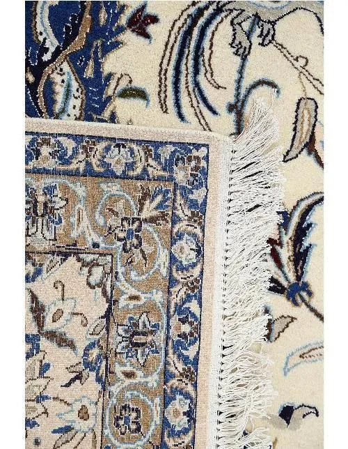 Ivory Color Fine Hand Knotted Silk & Wool Nain 183ʺW × 120ʺH