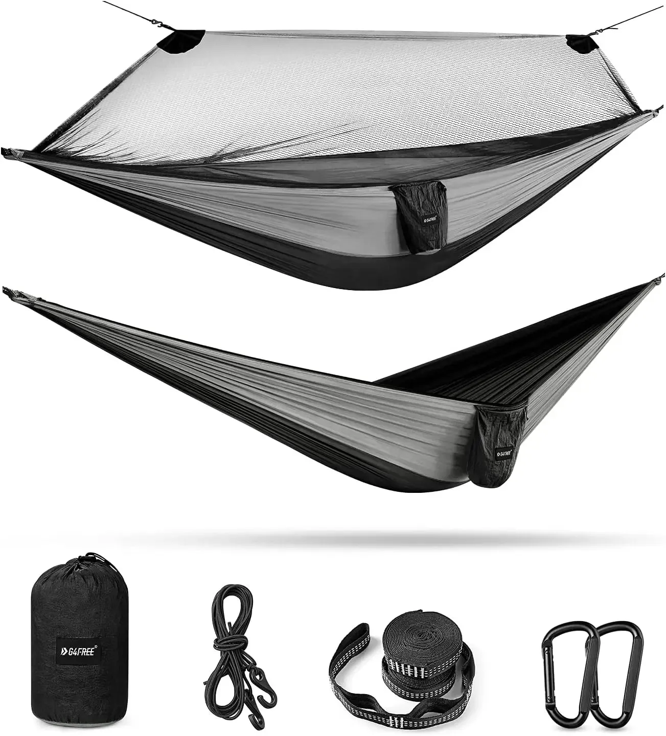 Large Camping Hammock with Mosquito Net 2 Person Pop-up Parachute Lightweight Hanging Hammocks Tree Straps Swing Hammock Bed