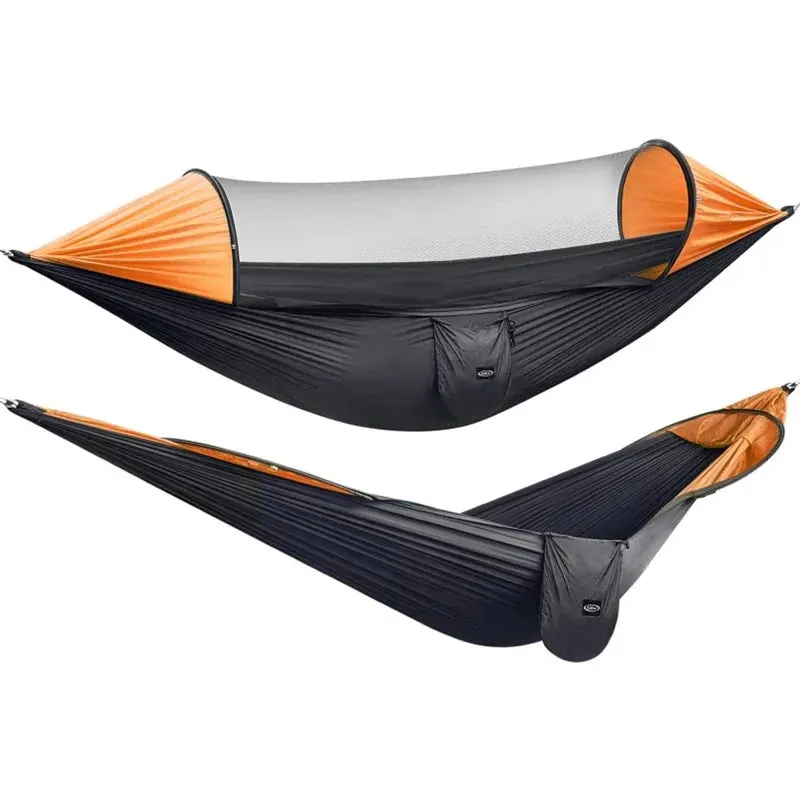 Large Camping Hammock with Mosquito Net 2 Person Pop-up Parachute Lightweight Hanging Hammocks Tree Straps Swing Hammock Bed