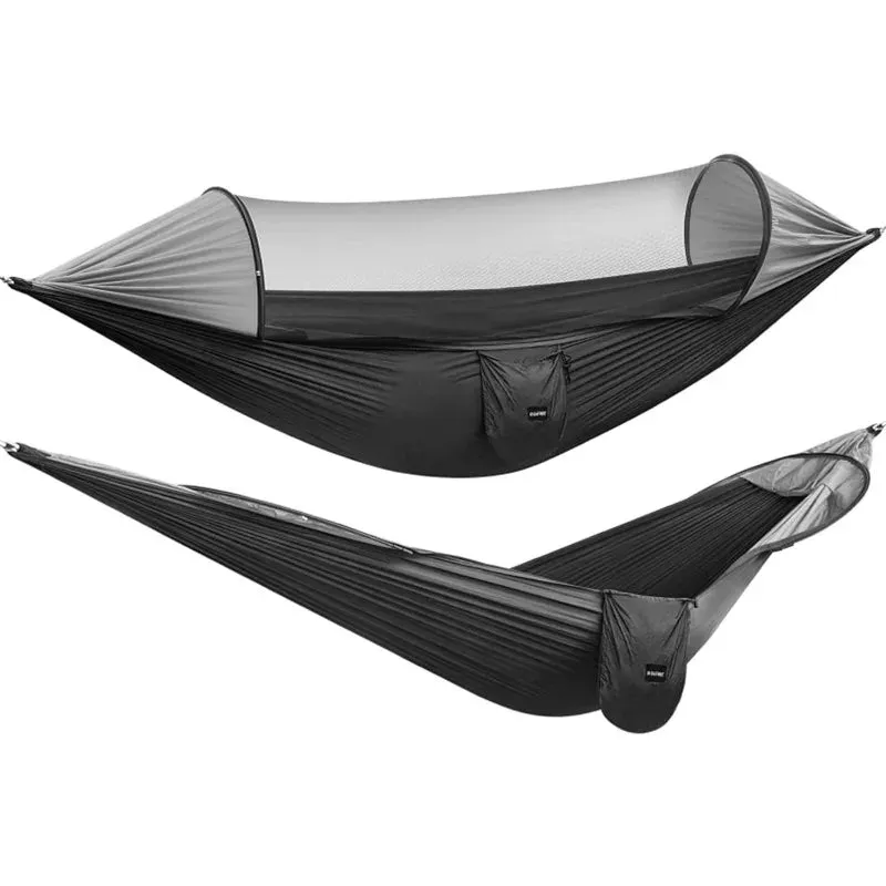 Large Camping Hammock with Mosquito Net 2 Person Pop-up Parachute Lightweight Hanging Hammocks Tree Straps Swing Hammock Bed