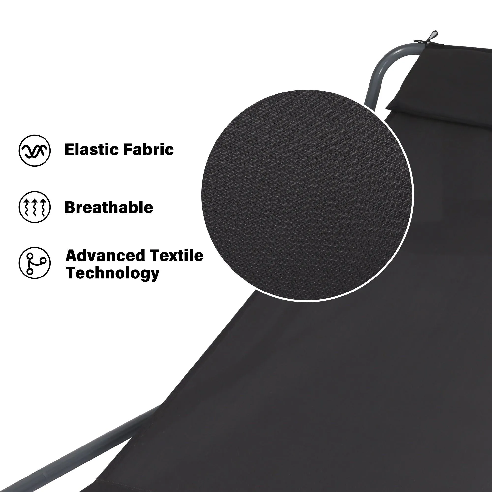 Lounge Chair for Outside, Patio Rocking Chaise w/ Detachable Pillow for Camping