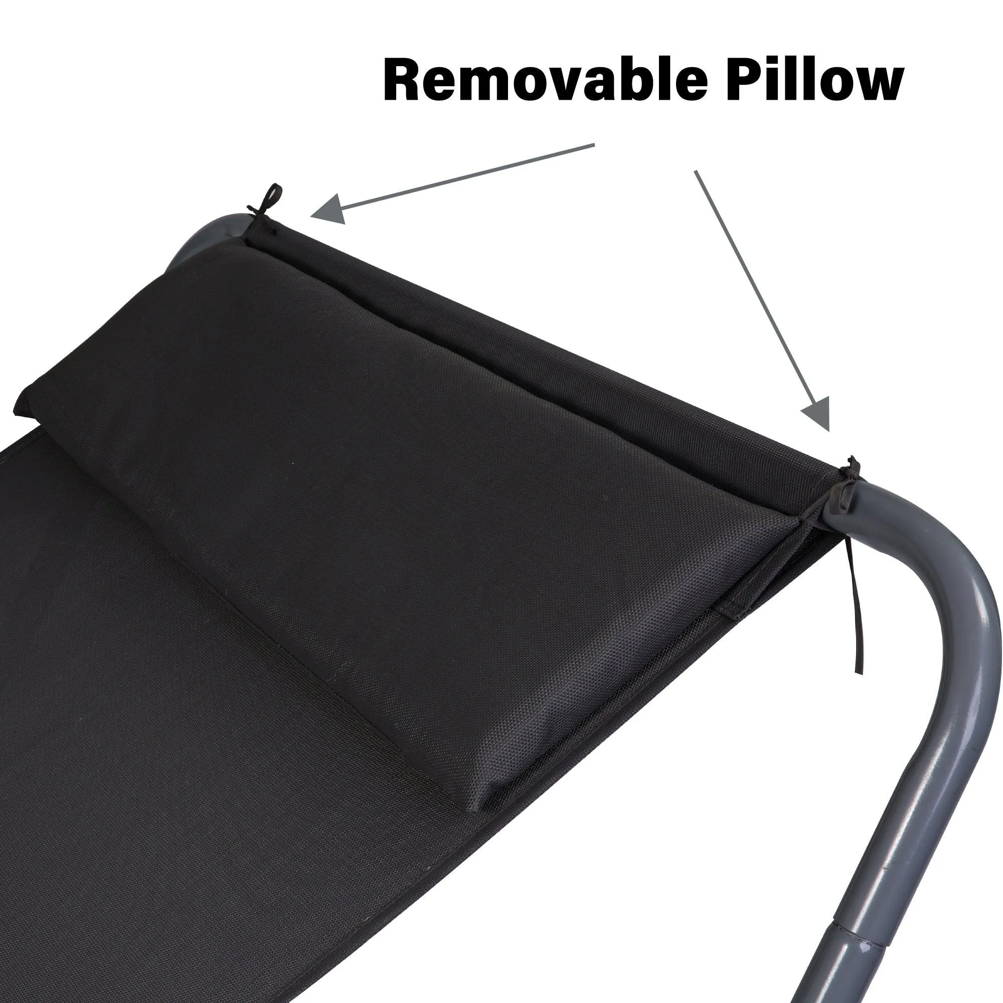 Lounge Chair for Outside, Patio Rocking Chaise w/ Detachable Pillow for Camping