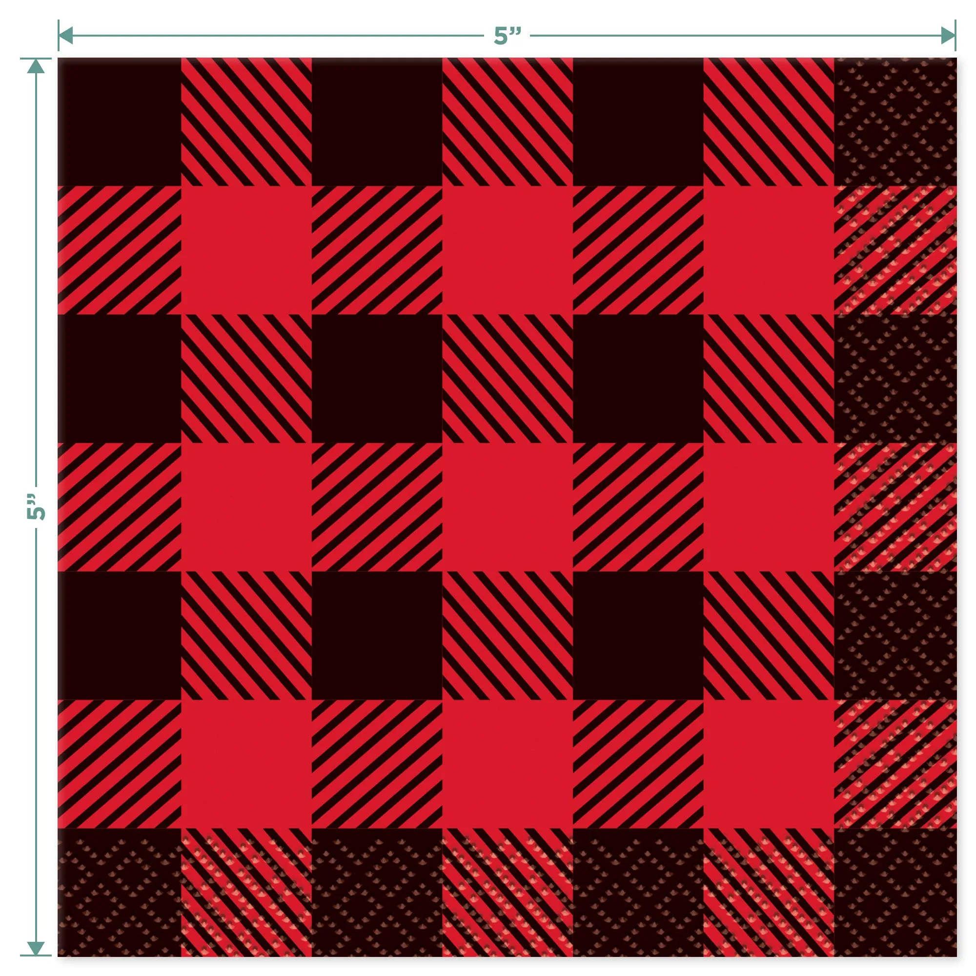 Lumberjack Party Supplies - Red and Black Buffalo Plaid & Wood Slice Paper Dinner Plates and Beverage Napkins (Serves 16)