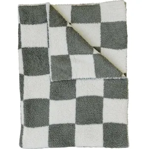 Mebie Baby - Plush Baby Blanket in Green Checkers 30"x40"
