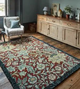 Morris & Co Oak Rug Trent Madder Red/Webb's Blue