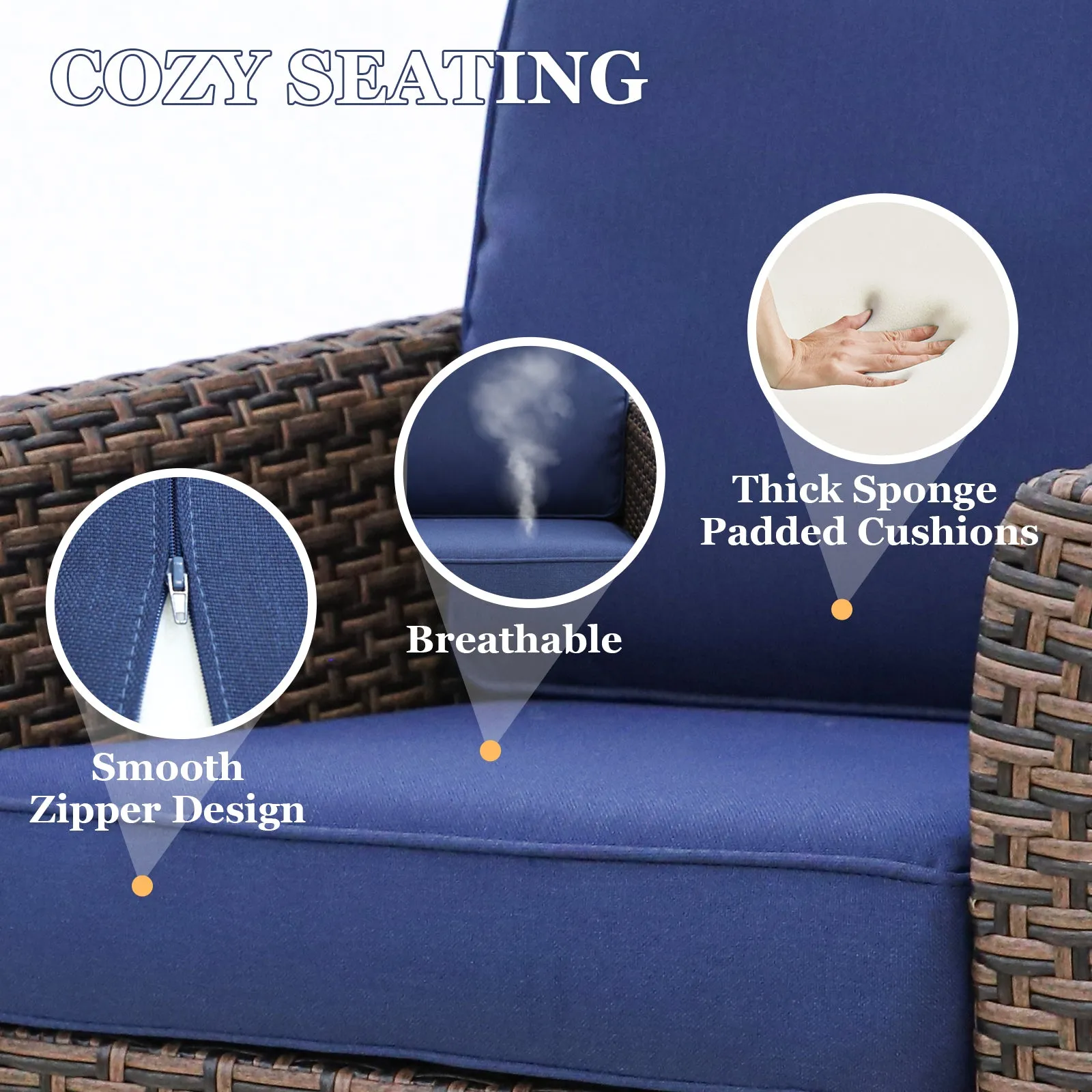 Ocean Vista Outdoor Wicker Patio Chairs Rattan Furniture, Set of 2 Patio Chairs