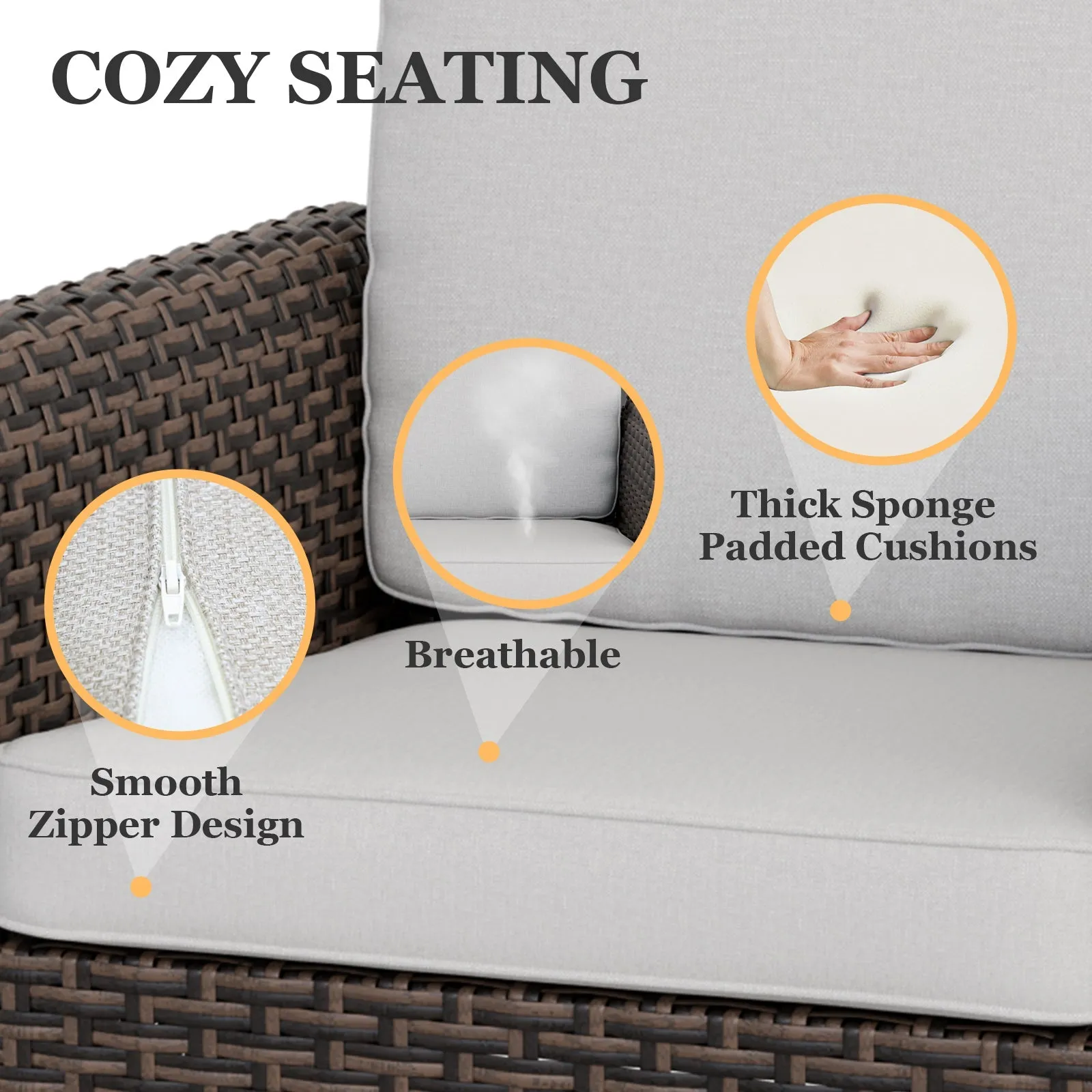 Ocean Vista Outdoor Wicker Patio Chairs Rattan Furniture, Set of 2 Patio Chairs