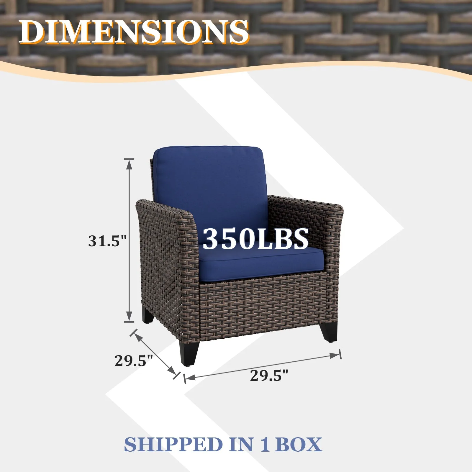 Ocean Vista Outdoor Wicker Patio Chairs Rattan Furniture, Set of 2 Patio Chairs