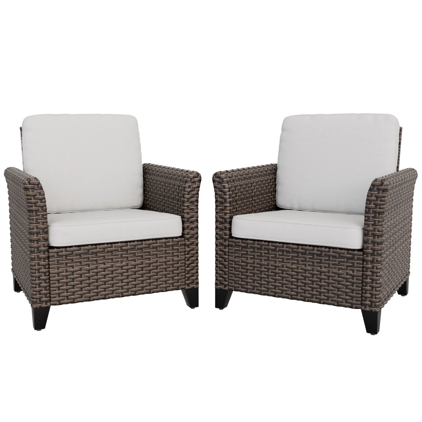 Ocean Vista Outdoor Wicker Patio Chairs Rattan Furniture, Set of 2 Patio Chairs