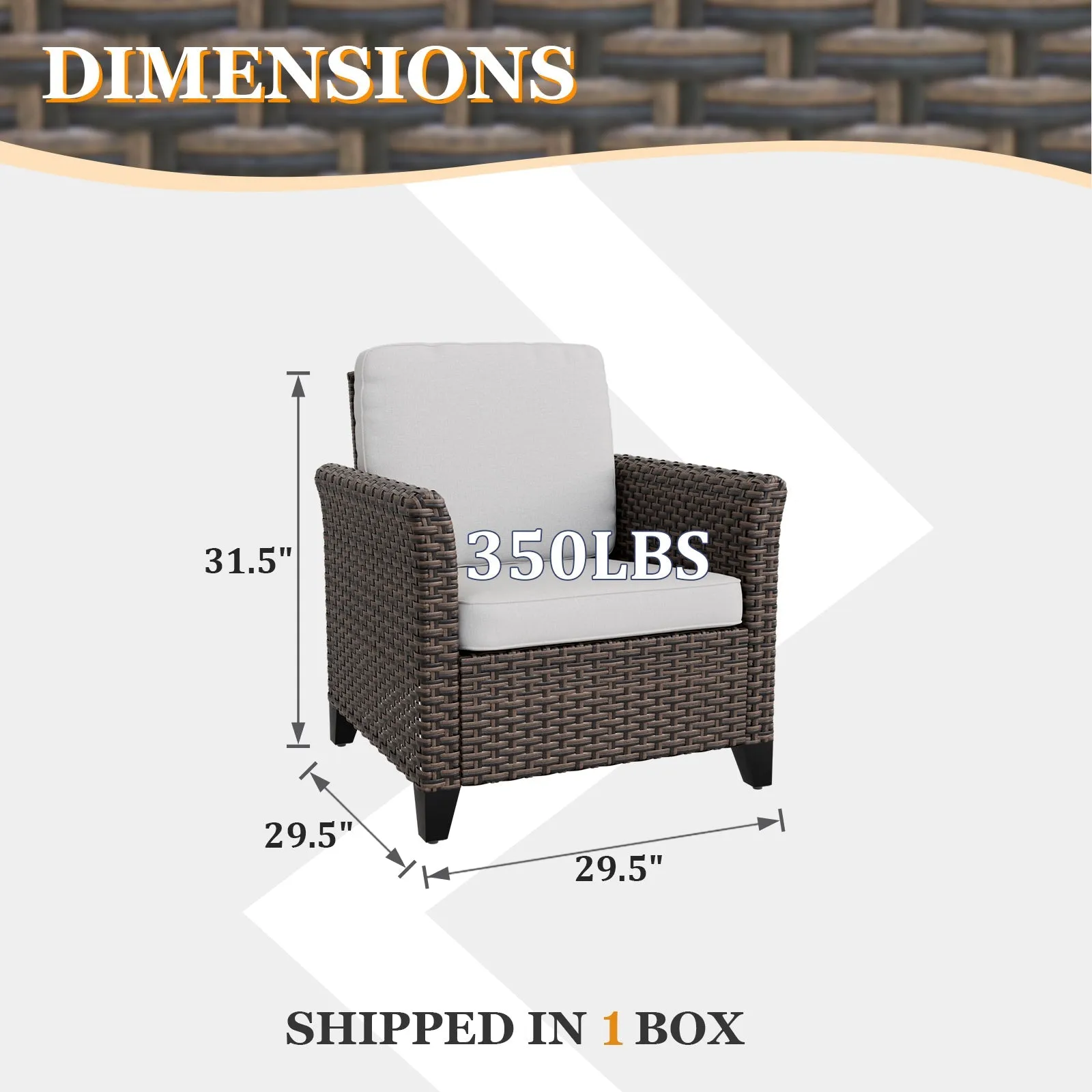 Ocean Vista Outdoor Wicker Patio Chairs Rattan Furniture, Set of 2 Patio Chairs