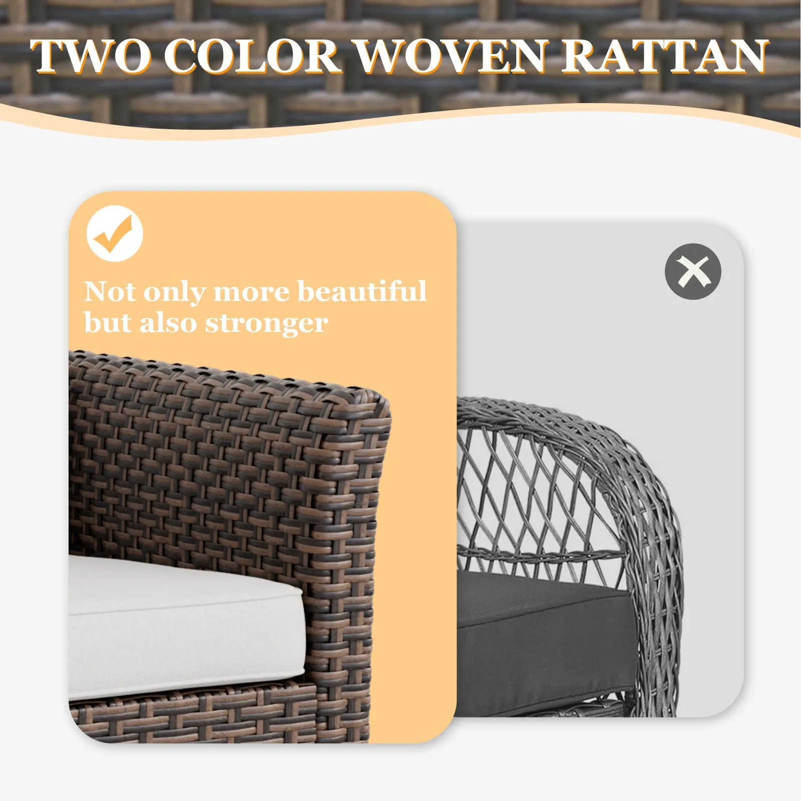 Ocean Vista Outdoor Wicker Patio Chairs Rattan Furniture, Set of 2 Patio Chairs