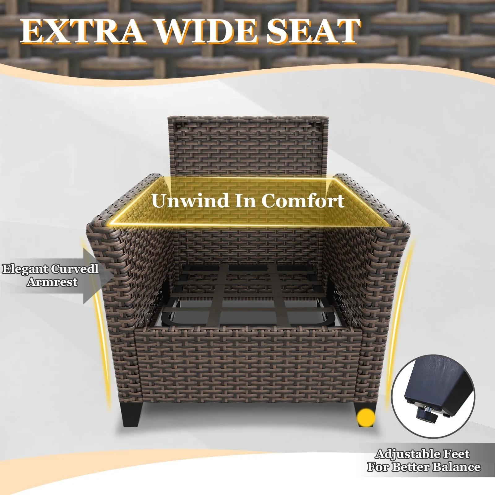 Ocean Vista Outdoor Wicker Patio Chairs Rattan Furniture, Set of 2 Patio Chairs