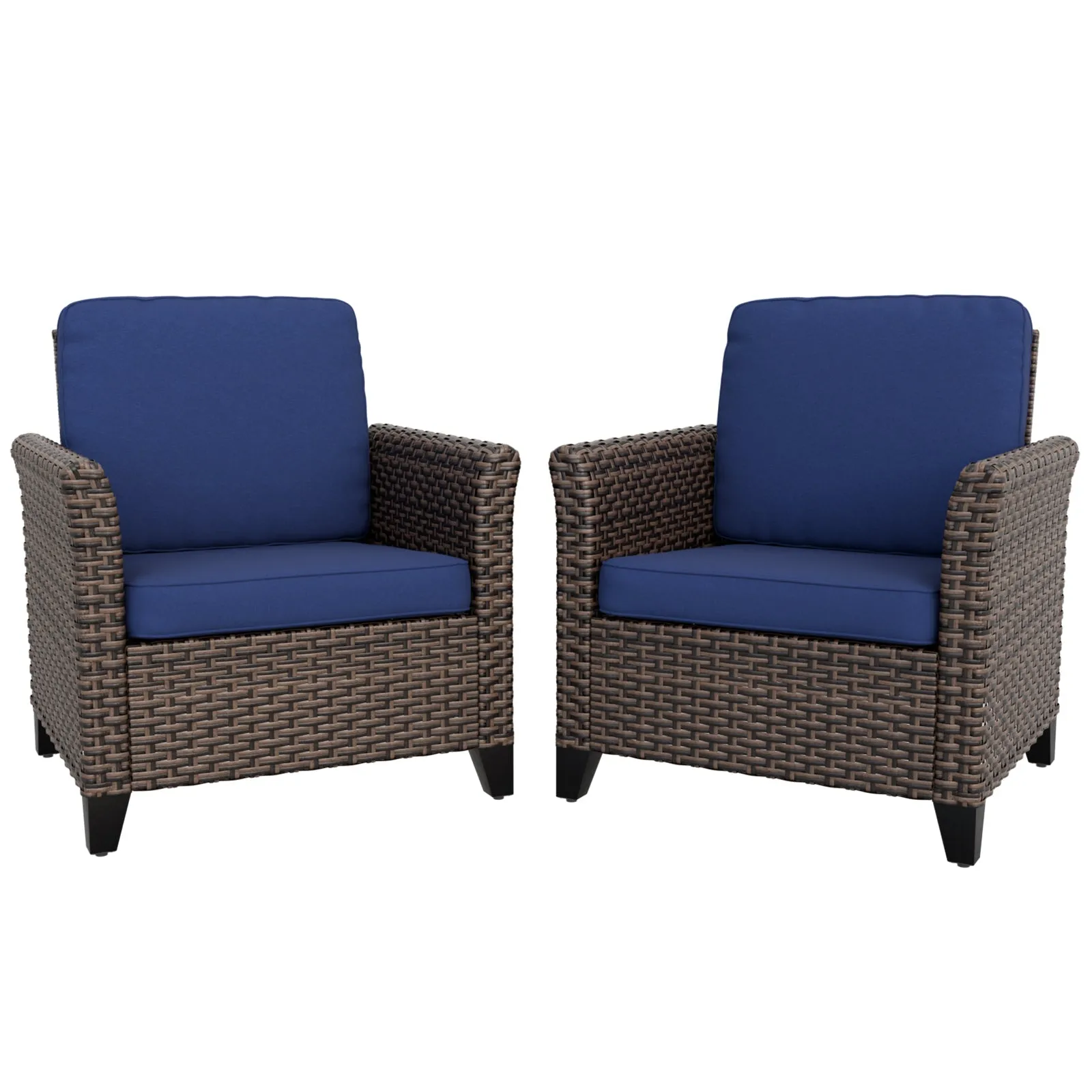 Ocean Vista Outdoor Wicker Patio Chairs Rattan Furniture, Set of 2 Patio Chairs
