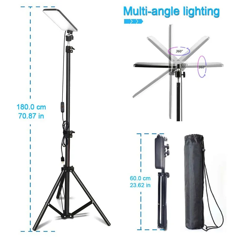 Portable LED Camping Light  Adjustable Tripod for Selfies & Outdoor Lighting