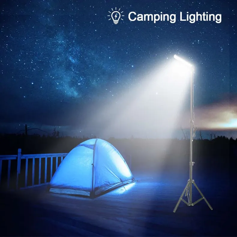 Portable LED Camping Light  Adjustable Tripod for Selfies & Outdoor Lighting