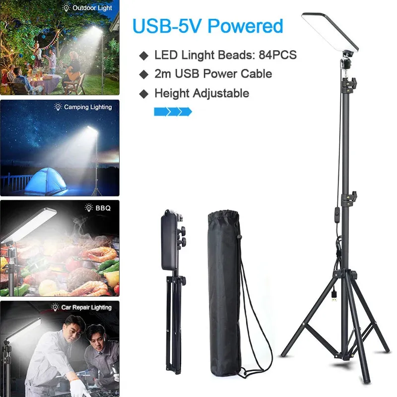 Portable LED Camping Light  Adjustable Tripod for Selfies & Outdoor Lighting
